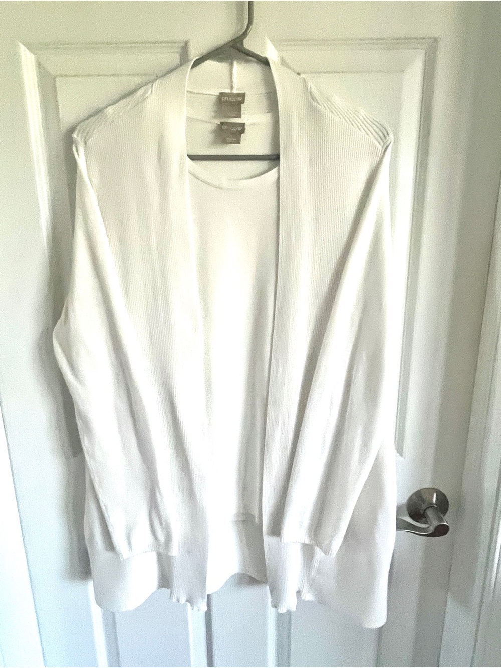 Chico's White Open-Front Lightweight Cardigan Set